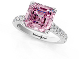 White gold Fancy Pink Asscher  Solitaire Pave Diamond Engagement Ring with Prong Setting_1