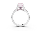 White gold Fancy Pink Asscher  Solitaire Pave Diamond Engagement Ring with Prong Setting_3
