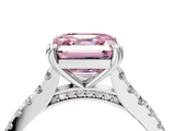 White gold Fancy Pink Asscher  Solitaire Pave Diamond Engagement Ring with Prong Setting_4