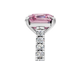 White gold Fancy Pink Asscher  Solitaire Pave Diamond Engagement Ring with Prong Setting_5