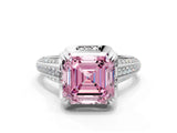 White gold Fancy Pink Asscher  Solitaire Pave Split Shank Ring with Four-Prong Setting_93