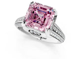 White gold Fancy Pink Asscher  Solitaire Pave Split Shank Ring with Four-Prong Setting_94