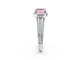 White gold Fancy Pink Asscher  Solitaire Pave Split Shank Ring with Four-Prong Setting_95