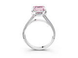 White gold Fancy Pink Asscher  Solitaire Pave Split Shank Ring with Four-Prong Setting_96