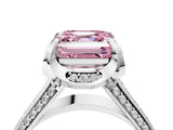White gold Fancy Pink Asscher  Solitaire Pave Split Shank Ring with Four-Prong Setting_97