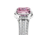 White gold Fancy Pink Asscher  Solitaire Pave Split Shank Ring with Four-Prong Setting_98