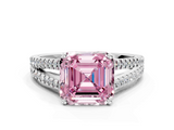 White gold Fancy Pink Asscher  Solitaire Split Shank Pavé Diamond Engagement Ring_33