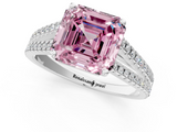 White gold Fancy Pink Asscher  Solitaire Split Shank Pavé Diamond Engagement Ring_35