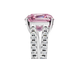 White gold Fancy Pink Asscher  Solitaire Split Shank Pavé Diamond Engagement Ring_39