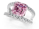 White gold Fancy Pink Asscher  Solitaire Split Shank Pave Diamond Ring_47