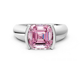 White gold Fancy Pink Asscher  Solitaire Tension Set Diamond Ring with Wide Band_37