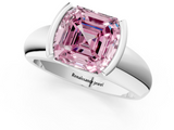 White gold Fancy Pink Asscher  Solitaire Tension Set Diamond Ring with Wide Band_38
