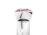 White gold Fancy Pink Asscher  Solitaire Tension Set Diamond Ring with Wide Band_42