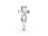 White gold Fancy Pink Asscher  Solitaire Twist Band Pavé Diamond Engagement Ring_17