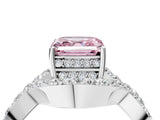 White gold Fancy Pink Asscher  Solitaire Twist Band Pavé Diamond Engagement Ring_19