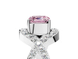 White gold Fancy Pink Asscher  Solitaire Twist Band Pavé Diamond Engagement Ring_20
