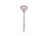 White gold Fancy Pink Asscher  Solitaire Twist Band Ring with Four-Prong Setting_14