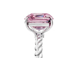 White gold Fancy Pink Asscher  Solitaire Twist Band Ring with Four-Prong Setting_17