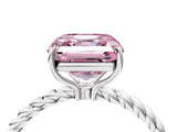 White gold Fancy Pink Asscher  Solitaire Twist Band Ring with Four-Prong Setting_177