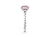 White gold Fancy Pink Asscher  Solitaire Twist Band Ring with Four-Prong Setting_180