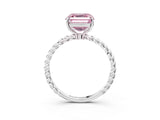 White gold Fancy Pink Asscher  Solitaire Twist Band Ring with Four-Prong Setting_181