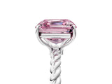 White gold Fancy Pink Asscher  Solitaire Twist Band Ring with Four-Prong Setting_183