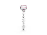 White gold Fancy Pink Asscher  Solitaire Twist Band Ring with Four-Prong Setting_62