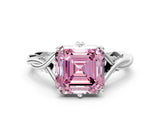 White gold Fancy Pink Asscher  Solitaire Twist Band Six-Prong Setting 1