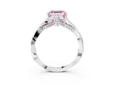 White gold Fancy Pink Asscher  Solitaire Twist Band Six-Prong Setting 4
