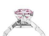White gold Fancy Pink Asscher  Solitaire Twist Band with Leaf Prong Setting 5