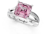 White gold Fancy Pink Asscher  Solitaire Twist Band with Pavé Accents and Four-Prong Setting_21