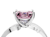 White gold Fancy Pink Asscher  Solitaire Twist Band with Pavé Accents and Four-Prong Setting_23