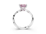 White gold Fancy Pink Asscher  Solitaire Twist Band with Pavé Accents and Four-Prong Setting_23