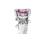 White gold Fancy Pink Asscher  Solitaire Twist Band with Pavé Accents and Four-Prong Setting_25