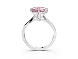 White gold Fancy Pink Asscher  Solitaire Twist Band with Pavé Diamonds and Four-Prong Setting_107