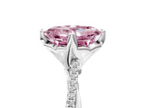 White gold Fancy Pink Asscher  Solitaire Twist Band with Pavé Diamonds and Four-Prong Setting_109
