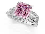 White gold Fancy Pink Asscher  Solitaire Twist Band with Pavé Setting and Four-Prong Setting_1