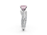 White gold Fancy Pink Asscher  Solitaire Twist Band with Pavé Setting and Four-Prong Setting_2
