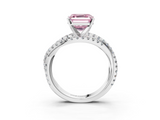 White gold Fancy Pink Asscher  Solitaire Twist Band with Pavé Setting and Four-Prong Setting_3