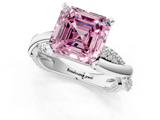 White gold Fancy Pink Asscher  Solitaire Twist Band with Pave Prong Setting_19