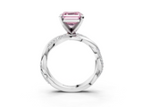 White gold Fancy Pink Asscher  Solitaire Twist Band with Pave Prong Setting_20