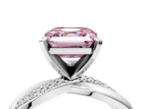 White gold Fancy Pink Asscher  Solitaire Twist Band with Pave Prong Setting_22