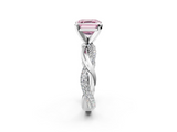 White gold Fancy Pink Asscher  Solitaire Twist Band with Pave Prong Setting_24