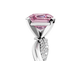 White gold Fancy Pink Asscher  Solitaire Twist Band with Pave Prong Setting_27