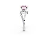White gold Fancy Pink Asscher  Solitaire Twist Band with Pave Set Diamonds and Four-Prong Setting_2