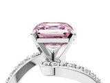 White gold Fancy Pink Asscher  Solitaire Twist Band with Pave Set Diamonds and Four-Prong Setting_4