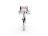 White gold Fancy Pink Asscher  Solitaire Twisted Band Scroll Prong Ring_5