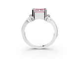 White gold Fancy Pink Asscher  Solitaire Twisted Band Scroll Prong Ring_6