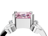 White gold Fancy Pink Asscher  Solitaire Twisted Band Scroll Prong Ring_7