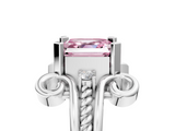 White gold Fancy Pink Asscher  Solitaire Twisted Band Scroll Prong Ring_8